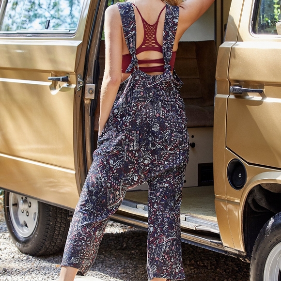 NEW FP Movement Black Combo High Tide Printed Jumpsuit M - Picture 5 of 6